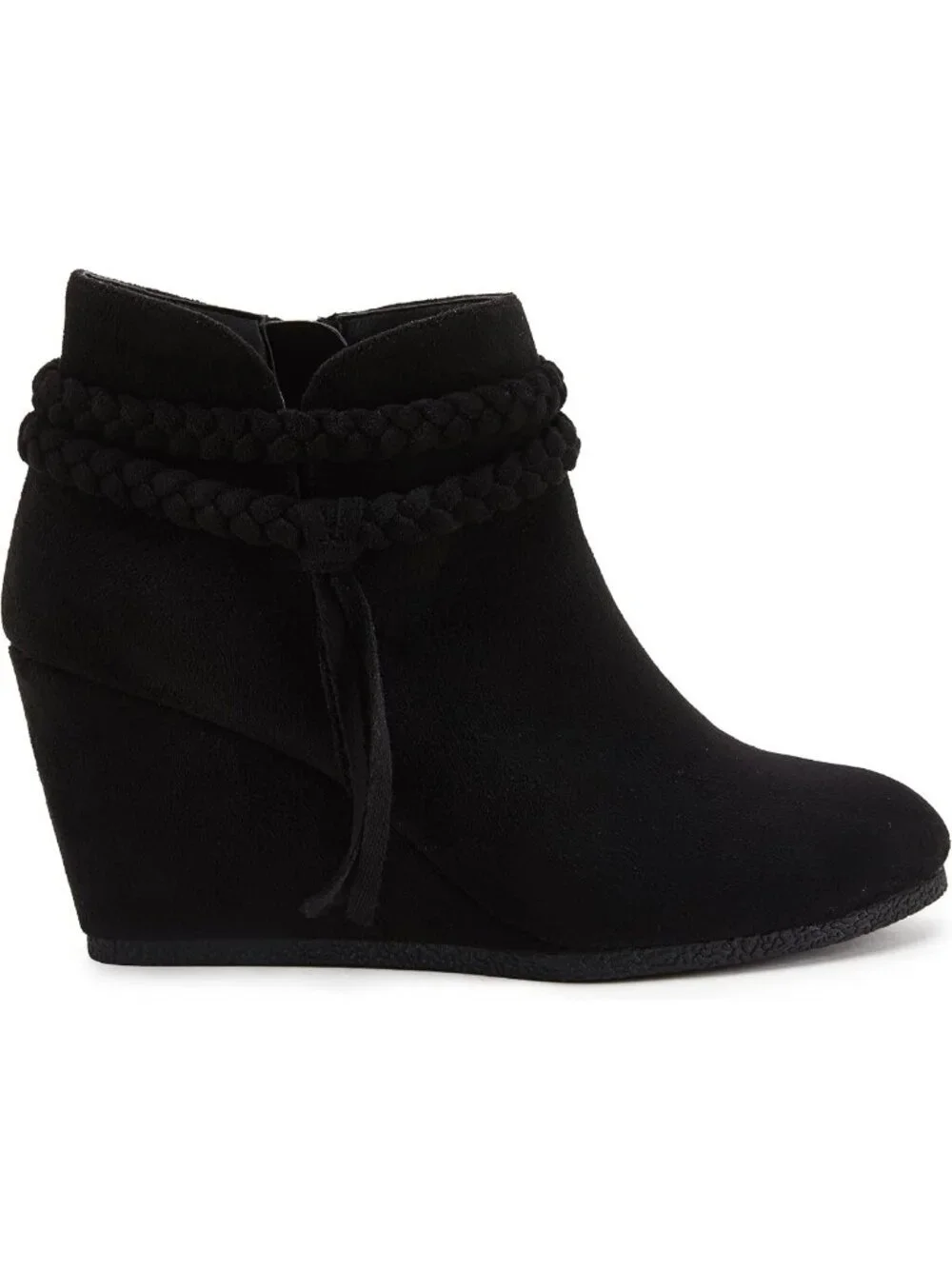 Stylish Women's Wedge Ankle Boots with Braided Fringe & Western Heels - Fall